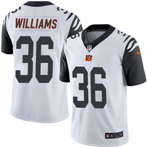 Men's Elite Shawn Williams Nike Jersey White - #36 Rush NFL Cincinnati Bengals